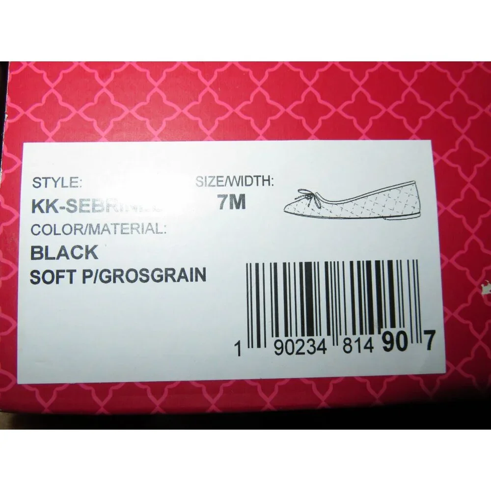 Kelly & Katie Sebrinel Black Quilted Vegan Leather Grosgrain Ballet Flat size7